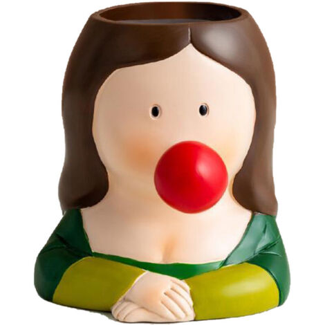 Porte-stylo de bureau mignon en résine, organisateur de bureau ludique pour crayons et stylos, design Mona Lisa. (1/5)