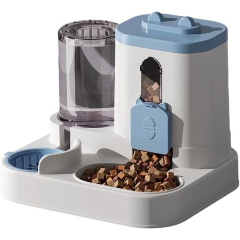 Distributeur automatique 2 en 1 de nourriture et d'eau, abreuvoir automatique pour chiens petits à moyens et chats, grande capacité (bleu) (1/5)