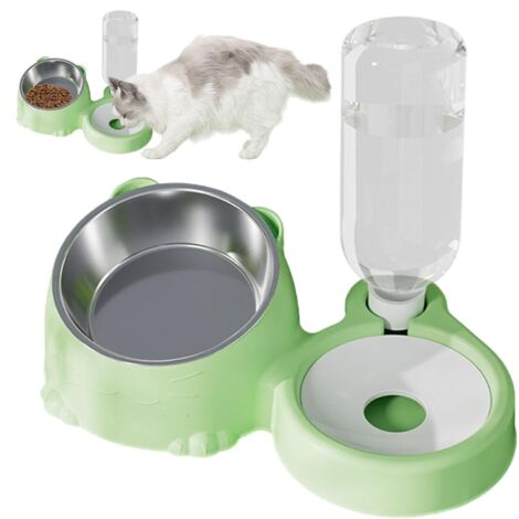 Ensemble de bols pour nourriture et eau pour chat, bol incliné pour l'alimentation, bol en acier inoxydable, distributeur d'eau automatique (1/5)