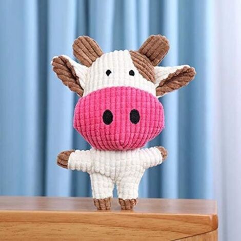 Jouet pour animaux - Peluche couineuse (vache) pour chiens et chats - Coffret de jouets mignons pour chiens et chats - 20 x 20 cm (1/5)