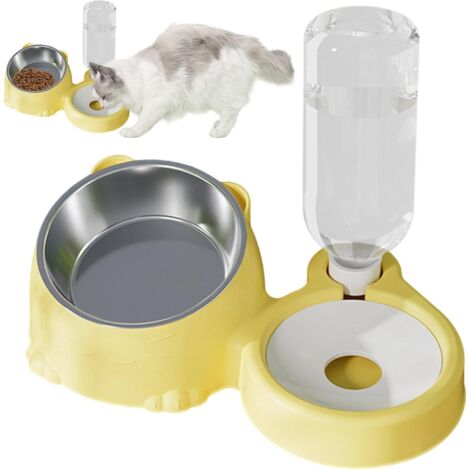 Ensemble de bols pour nourriture et eau pour chat, bol incliné pour l'alimentation, bol en acier inoxydable, distributeur d'eau automatique (1/5)