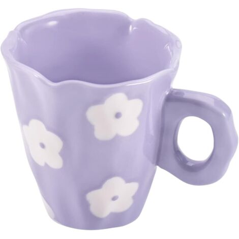 Cette tasse à café en céramique présente un motif unique et irrégulier peint à la main, ce qui en fait un choix idéal pour le bureau et la maison. (1/4)