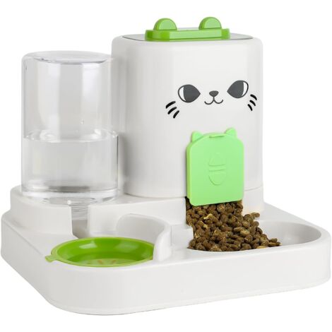 Distributeur automatique 2 en 1 de nourriture et d'eau, abreuvoir automatique pour chiens petits à moyens et chats, grande capacité (vert) (1/5)