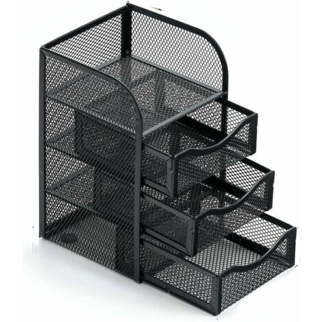 Boîte de rangement de bureau, boîte de rangement pour bureau, école, maison, fournitures quotidiennes, porte-stylo en fer forgé (1/4)