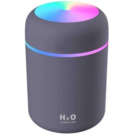 Humidificateur avec lumière 7 couleurs – convient aux pièces, chambres, bureaux et voitures (gris), 300 ml (1/5)