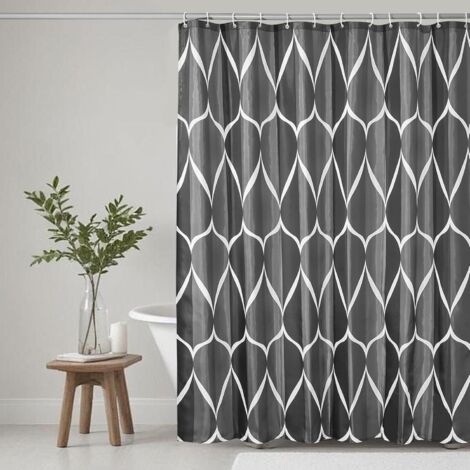Rideau de douche anti-moisissure, 180x200 cm, tissu polyester, imperméable, noir. (1/5)