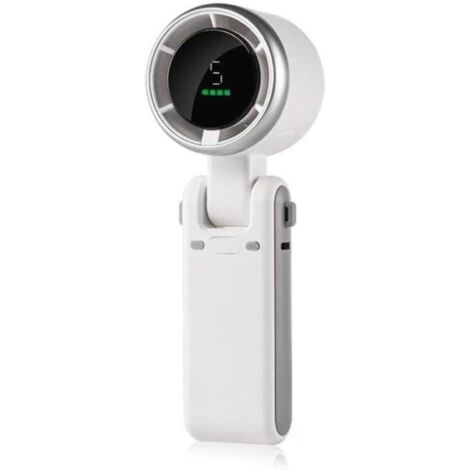 Ce mini ventilateur portable se glisse facilement dans une poche, se pose sur un bureau ou se porte autour du cou. (Blanc) (1/4)