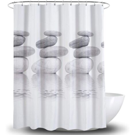 Rideau de douche imperméable, motif marbre gris, tissu polyester lavable - 180 cm x 180 cm (1/5)