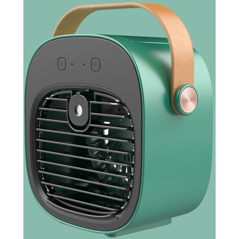 Climatiseur portable vert, mini ventilateur portable refroidi à l'eau, ventilateur silencieux à trois vitesses, ventilateur de bureau USB (vert) (1/4)