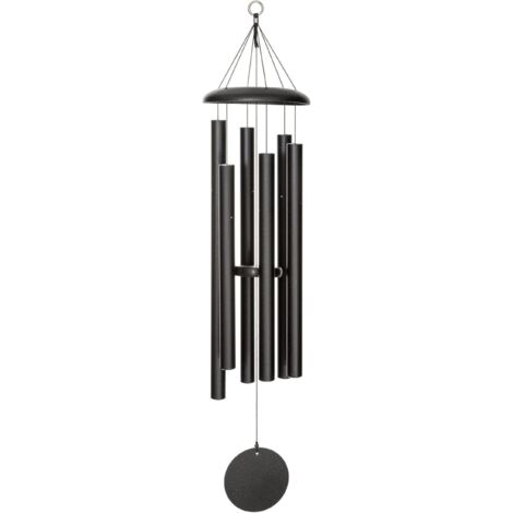 Carillons éoliens extérieurs ton profond, carillons éoliens de 37 pouces, commémoratifs avec 6 tubes accordés, patio et décoration intérieure - Noir (1/4)