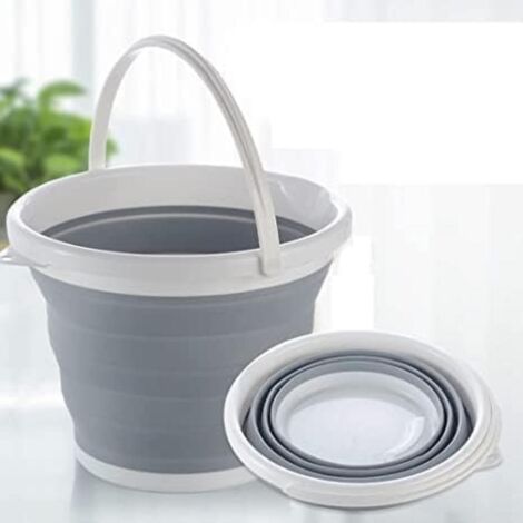 Seau pliable en silicone – un seau pliable en plastique qui peut être plié et permet d'économiser de l'espace (5 litres) d'eau. (1/5)