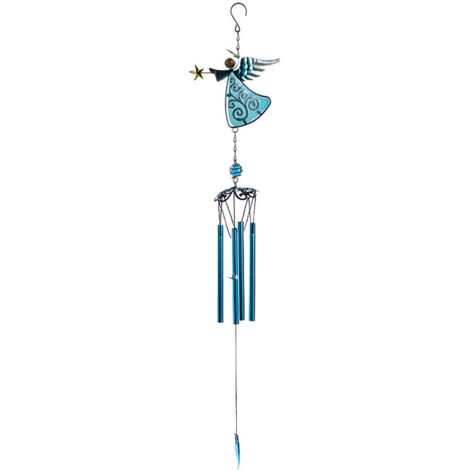 Ce carillon éolien décoratif en métal présente un design angulaire unique et une forme d'ange, ce qui le rend adapté à une utilisation en extérieur. (1/5)