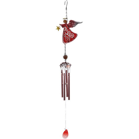 Ce carillon éolien décoratif en métal présente un design angulaire unique et une forme d'ange, ce qui le rend adapté à une utilisation en extérieur. (1/5)