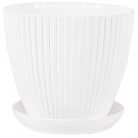 Pots de fleurs d'intérieur de 19 cm avec trous de drainage et soucoupe au fond pots de fleurs décoratifs modernes (blancs, 5 pièces). (1/5)