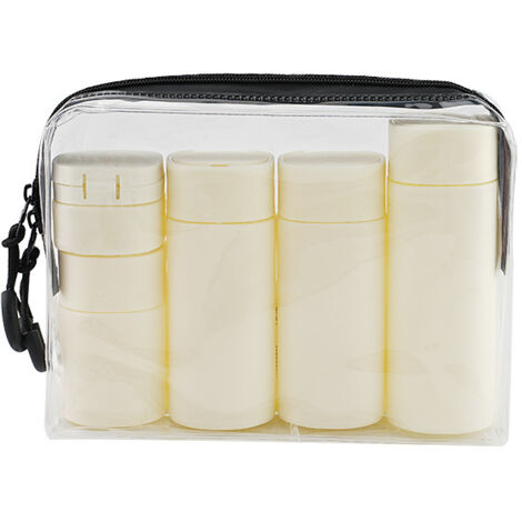 Set de 5 bouteilles de distributeur de voyage bouteille de voyage ensemble de récipient d'articles de toilette (blanc cassé) (1/5)