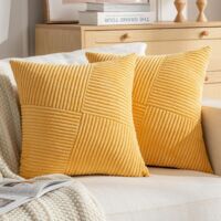 Housse de coussin de canapé 2 pièces Coussin de canapé décoratif de jardin 45x45cm Jaune clair