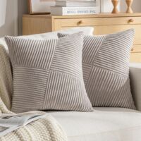 Lot de 2 housses de coussin décoratives pour canapé de jardin, 45 x 45 cm, gris clair