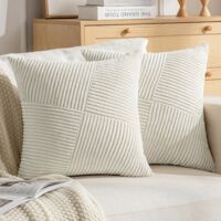 Lot de 2 housses de coussin décoratives pour canapé de jardin 45 x 45 cm Blanc crème