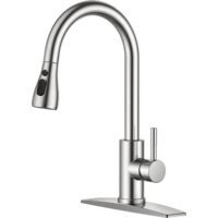 Kitchen faucet with pull down sprayer, single stainless steel kitchen sink faucet, brushed nickel pull out kitchen faucet