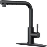 Kitchen faucet, black stainless steel, single handle classic pull-out faucet with deck, suitable for one or three holes