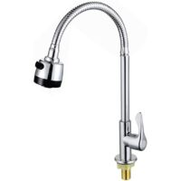 Kitchen Single Cold Water Sink Faucet 360° Rotatable Tap Swivel Aerator Only Cold Water Flexible Bendable with Sprayer