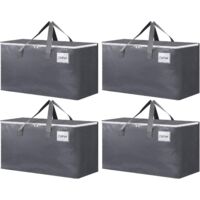 Lot de 4 sacs de rangement zippés, imperméables, pour transporter et ranger les vêtements, gris 69 x 35 x 38 cm