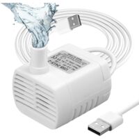 Pompe d'aquarium 200 l/h 3 W ultra silencieuse USB pour bassin, fontaine, aquarium, cordon d'alimentation de 1,5 m, blanc