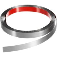 Moulures décoratives autocollantes en acier inoxydable et argent pour murs et bords de carrelage, argent brossé, 60 mm x 5 m.