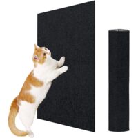 Tapis griffoir adhésif pour chat - Protège murs, portes et meubles - Tapis griffoir adhésif, protection meubles DIY, noir,100 x 30 cm
