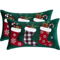 2 Taie d'oreiller 30x50 cm Taie d'oreiller Père Noël ,Taie d'oreiller de Oreiller Chaussettes
