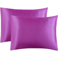Taie d'oreiller lavande violette 50x70 Grise - Lot de 2 taies d'oreiller 50x70, taie d'oreiller rectangulaire en satin de soie confortable avec boucle, convient pour les cheveux et le visage.
