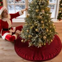 Jupe de sapin de Noël rouge, jupe tricotée de 62 cm , convient aux sapins de Noël de 60 à 120 cm (2 à 4 pieds) de haut, décoration de Noël.