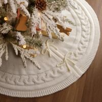 Jupe de sapin de Noël blanche, jupe tricotée de 122 cm , convient aux sapins de Noël de 150 à 270 cm (5 à 9 pieds) de haut, décoration de Noël.