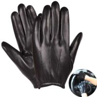 1 paire de gants de conduite en cuir pour homme, gants imperméables pour écran tactile, chauds et hivernaux pour la conduite à moto