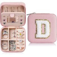Coffret à bijoux - Cadeaux de voyage pour filles, cadeaux d'anniversaire, cadeaux pour la fête des mères, cadeaux de Saint-Valentin, (rose D)