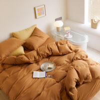 Housse de couette/drap-housse en coton tricoté, 200x230 cm, couleur unie - housse de couette naturellement froissée.
