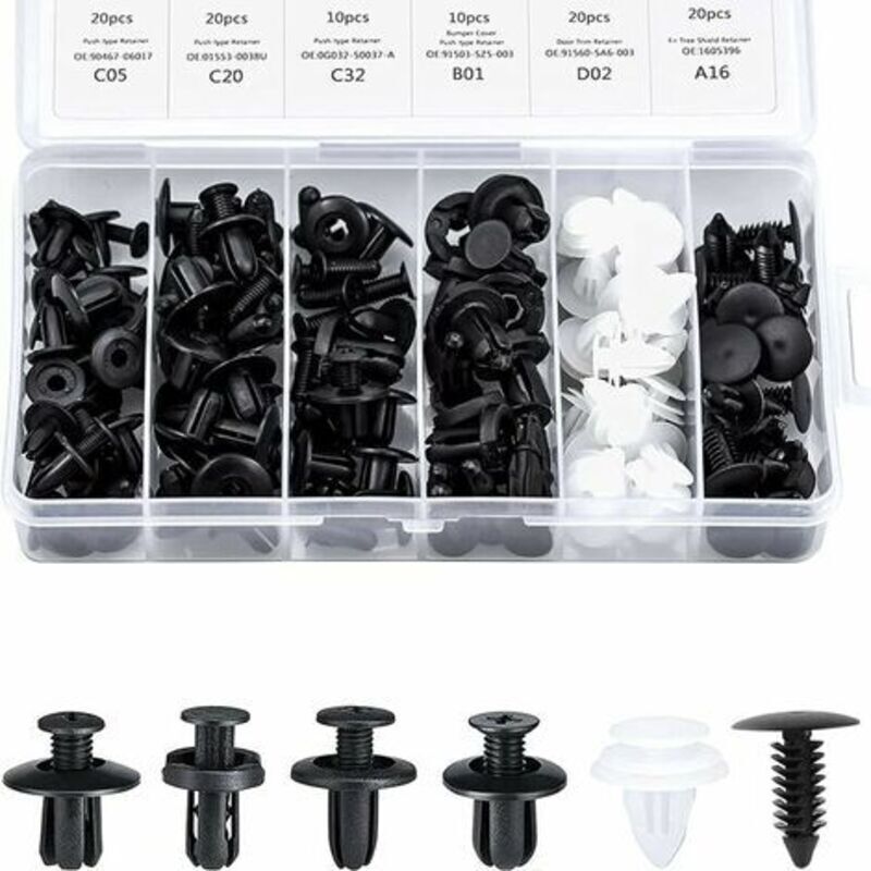 Clips Plastique Voiture, 100 Pièces Clips de Retenue de Voiture, agrafes carrosserie Rivet Plastique clip automobile Fixation Garniture Auto Universelle Vis de Garde-boue de Carrosserie Automatique Clips Plastique Voiture, 100 Pièces Clips de Retenue de Voiture, agrafes carrosserie Rivet Plastique clip automobile Fixation Garniture Auto Universelle Vis de Garde-boue de Carrosserie Automatique