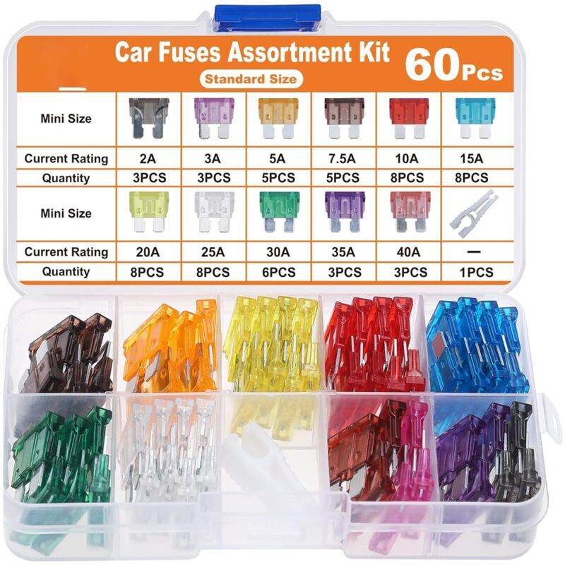 Kit 24 Fusibles Auto Assortis 20A 30A 40A 50A 60A 70A - Grand Format Remplacement Voiture Camion SUV