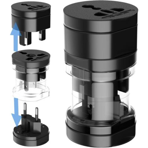 Convertisseur de voyage 3 en 1, adaptateur secteur universel, indispensable de voyage tout-en-un, noir