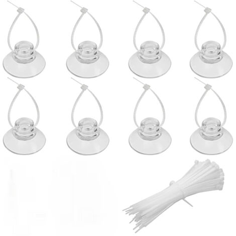 8 Packs de ventouses pour Aquarium et 8 pièces de câbles Ajustables pour Aquariums pour Fixer la Mousse, retenir Les Tubes d\'air, décorer Les nids de crevettes et Les hamacs pour Reptiles.