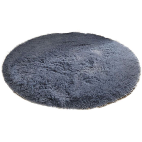 Tapis rond de 120 cm pour chambre à coucher, salon, antidérapant, doux et moelleux, grand tapis de sol pour couloir,Gris argenté