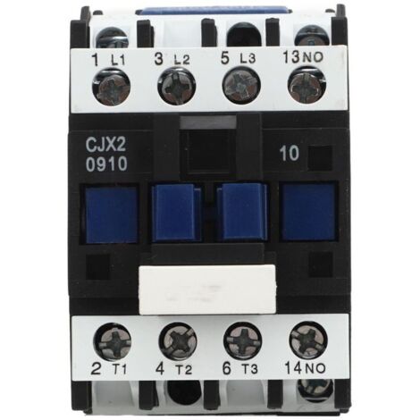 Contacteur de puissance électrique CJX2 0910, Contact argenté triphasé avec base de montage sur Rail Din pour moteur AC 9A