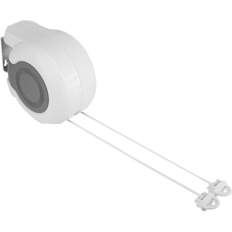 Étendoir à linge rétractable d'extérieur, 13 m, double corde, étendoir mural rétractable avec 2 cordes à linge pour salle de bain, balcon, jardin, voyage, intérieur