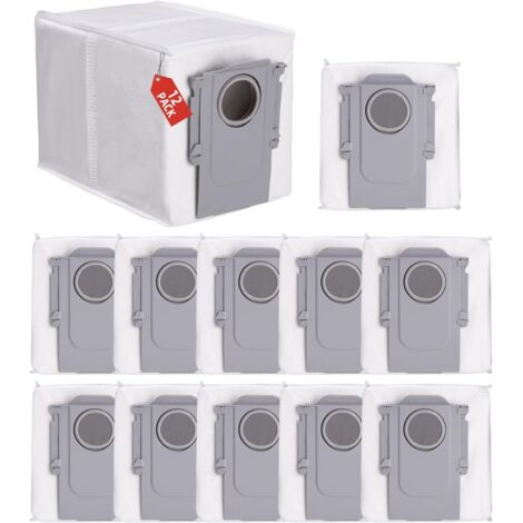 Aiperq – Lot de 12 sacs à poussière pour aspirateurs Roborock Q Revo/Qrevo Pro/Qrevo MaxV – Fibres ultrafines – Filtration haute efficacité