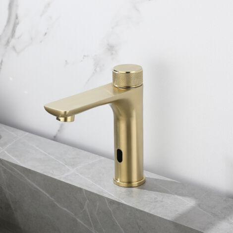 Aiperq – Robinet de lavabo noir à capteur automatique sans contact – Finition métal – Installation facile – Compatible tous systèmes d'eau