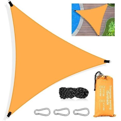 Toile D\'ombrage Triangulaire 3x3m Imperméable UV Respirant HDPE avec Corde pour Jardin Terrasse Piscine Orange (1/4)