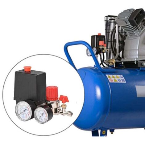 AIPERQ  Pressostat Compresseur d'air, Compresseur d'air 12 bar, Pression du Pressostat avec manomètres pour régulateur de soupape de commande de commutateur de réduction de pression rapide