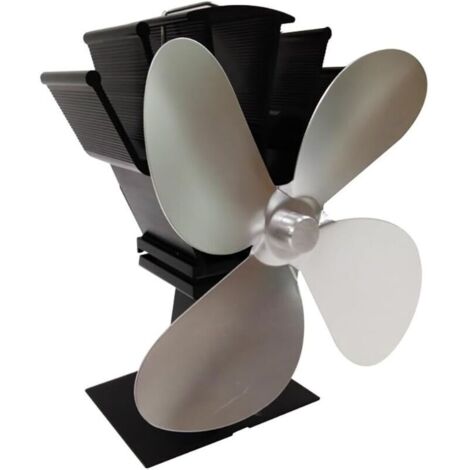 Ventilateur de poêle à bois Hot Blast à 4 pales, économie de combustible, chauffage écologique (gris) (1/5)