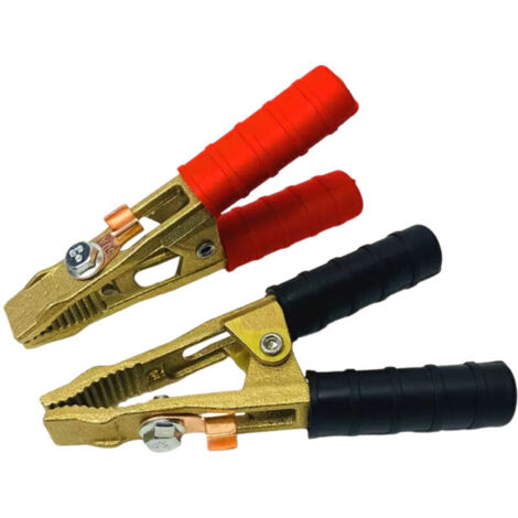 Pinces Professionnelles en Laiton pour Câble de Démarrage - Lot de 2 (Rouge et Noir) - Section de Câble Maximum : 50 mm² - Grande Conductivité - Capacité : 400 Ampères