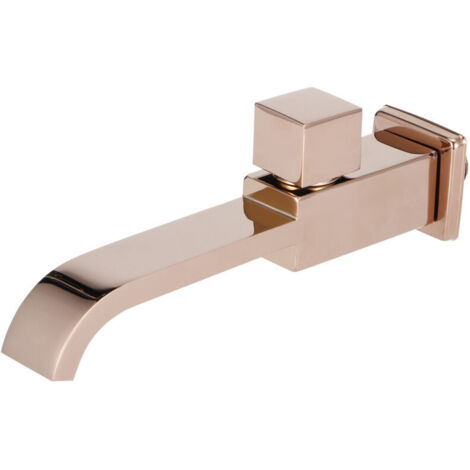 Robinet mural G1/2, lavabo simple froid, cascade, accessoires de salle de bains (or Rose) (1/5)